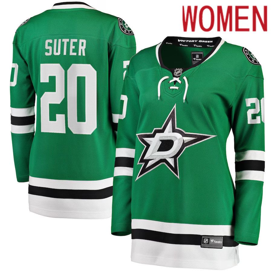 Women Dallas Stars 20 Ryan Suter Fanatics Branded Kelly Green Breakaway Player NHL Jersey